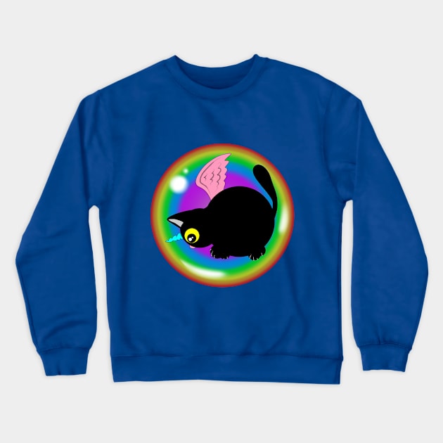 Kitty in rainbow bubble Crewneck Sweatshirt by MelanieJeyakkumar